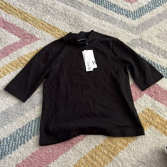 ZARA Women | Black | MOCK NECK TOP - Picture 7 of 8